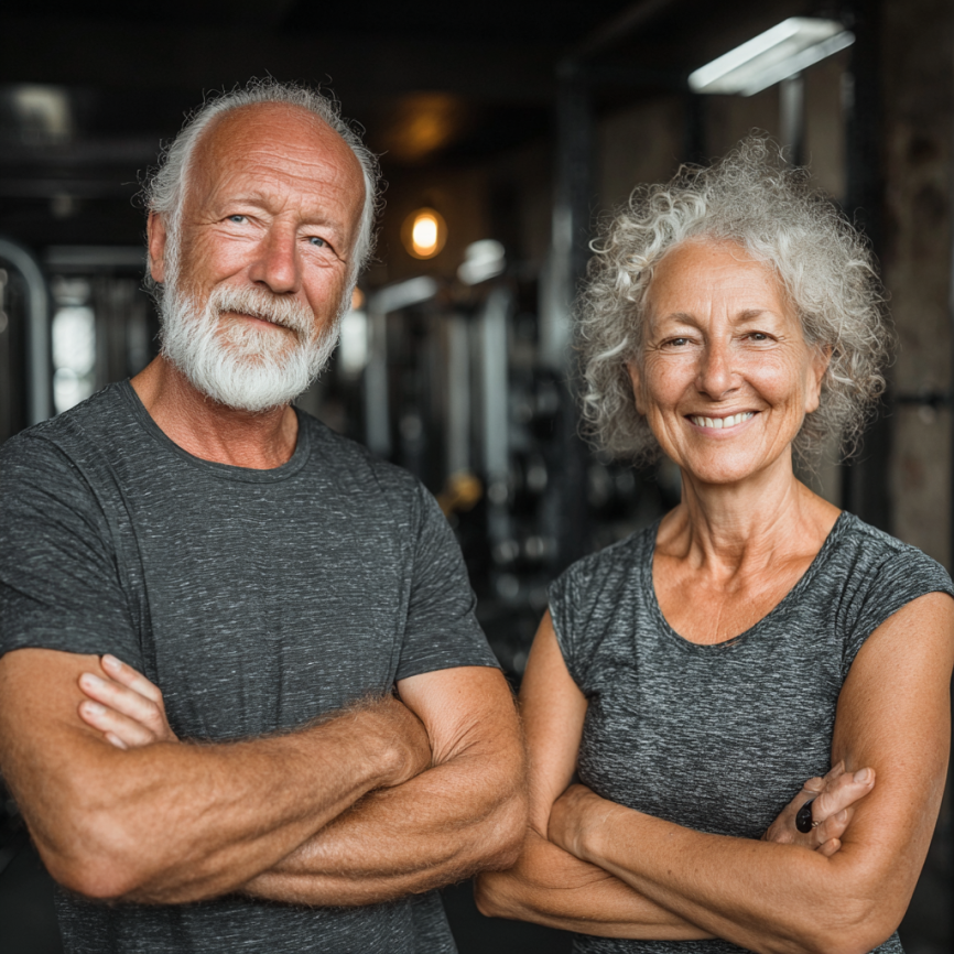 Активна жінка похилого віку займається йогою