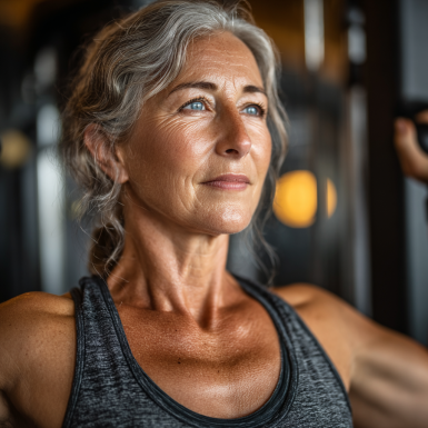 Щаслива жінка під час тренування